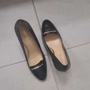 Nine West Black Flats with Gold Accent